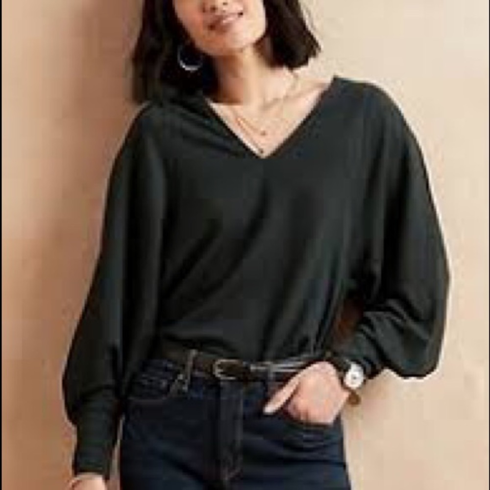 Banana Republic Factory Jacquard Top Black Batwing Sleeves Size S